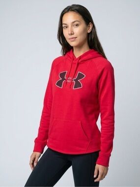 Under Armour Women's Red Pullover Hoodie with Black Logo